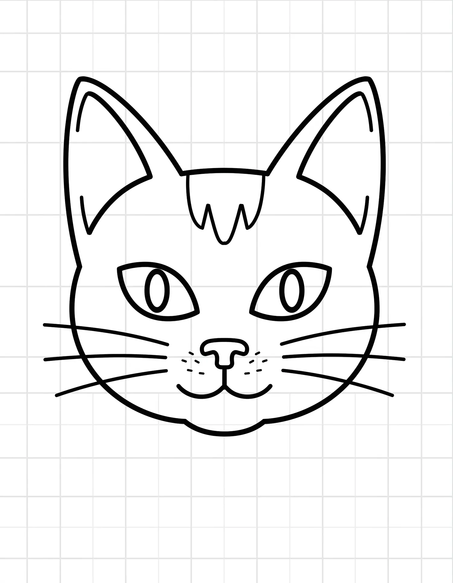 Portrait de Chat sur Grille, Coloriage géométrique à imprimer gratuitement